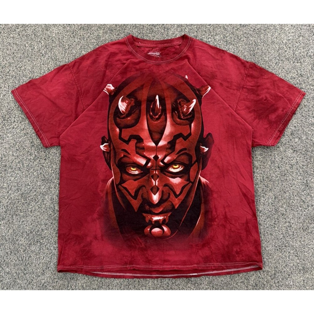 Star Wars Darth Maul T-Shirt Fifth Sun Red Tie Dye Sith Big Face  - Men's XL